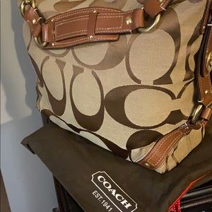 Large Coach Carly signature slouch boho bag